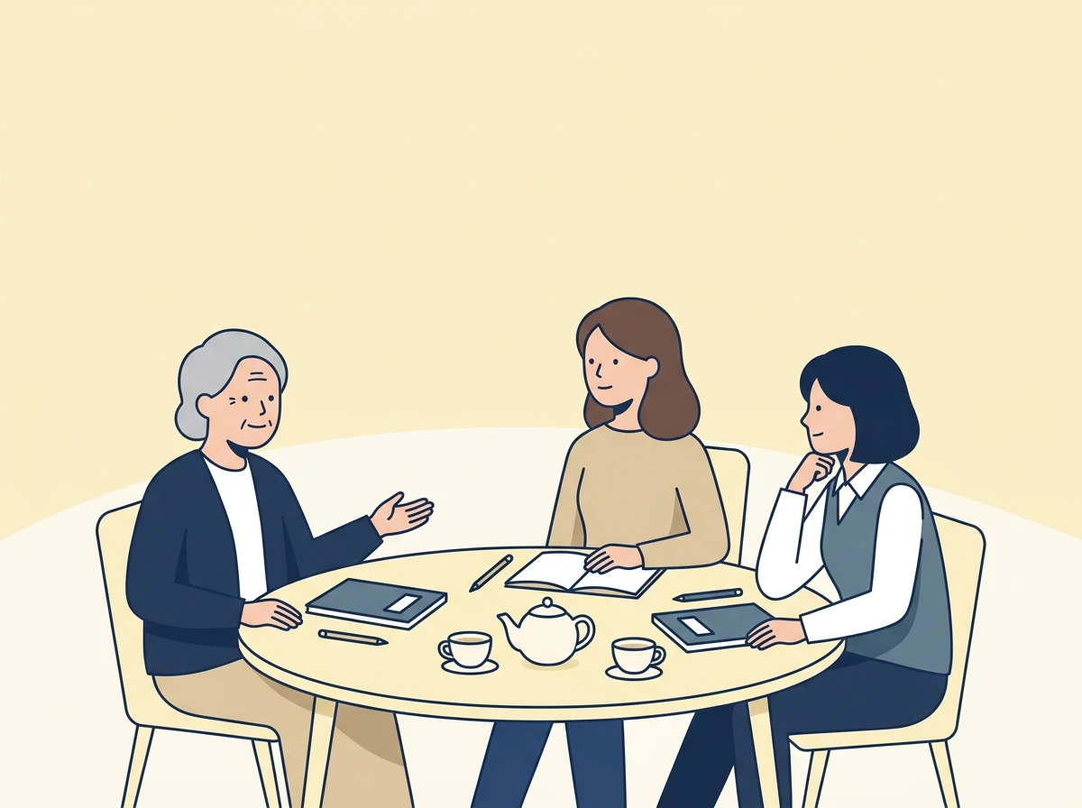 親子や世代をつなぐ取り組みに関する抽象イラスト
